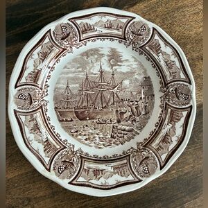 Vintage Nautical Brown Plate